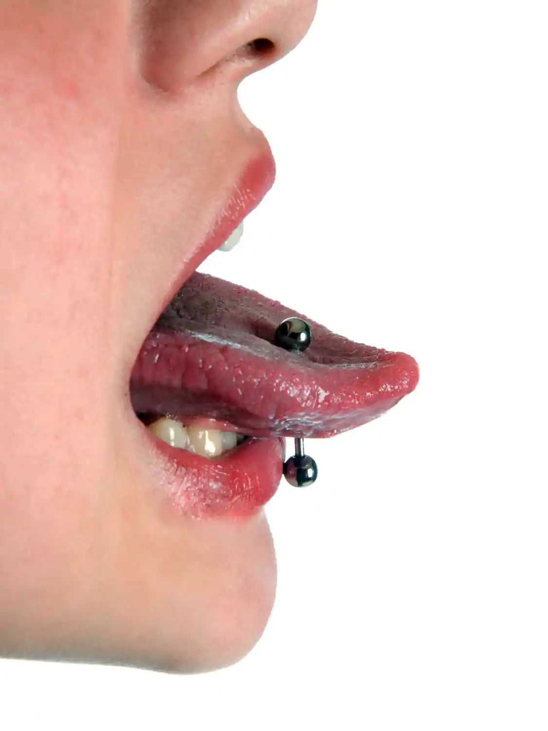 Girl tongue pierced