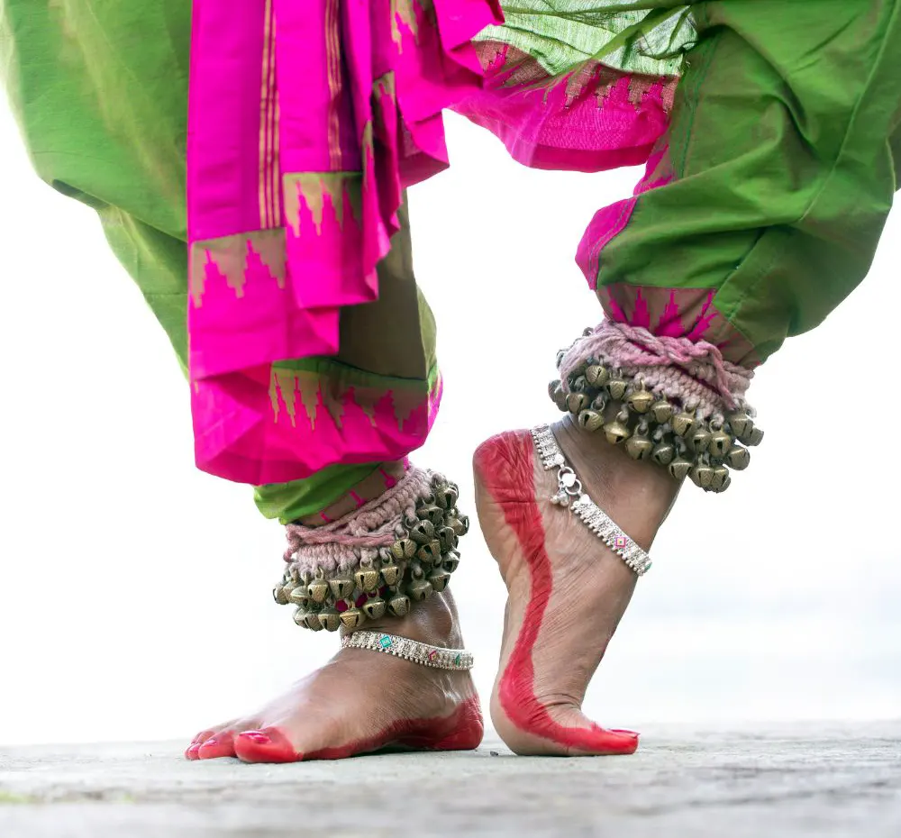 Indian Classical Dance form odissi feet with ghungaroo