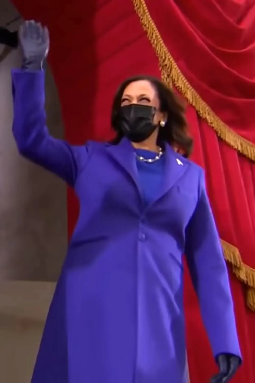 Kamala Harris wearing a purple dress