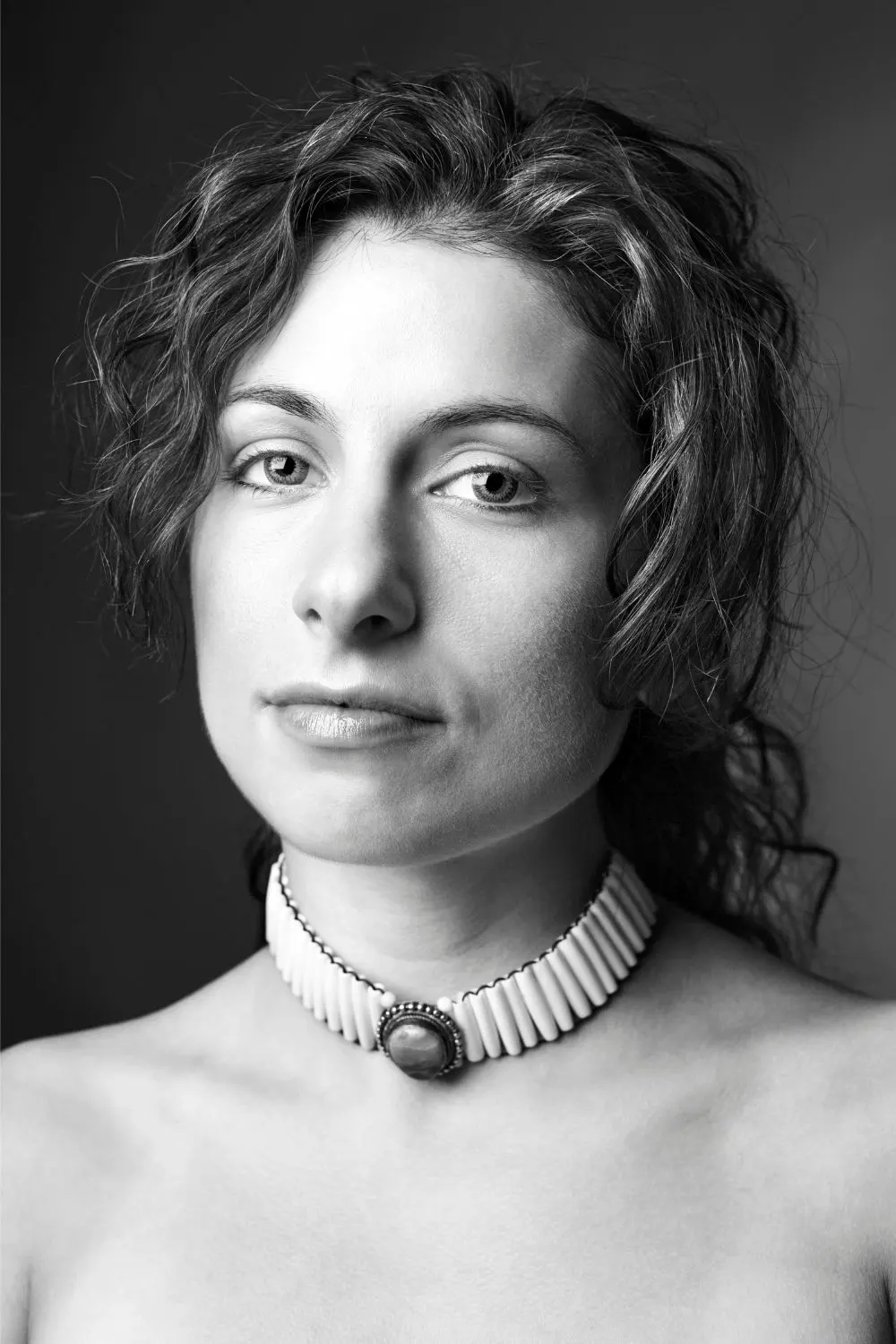 Woman posing with old-fashioned choker