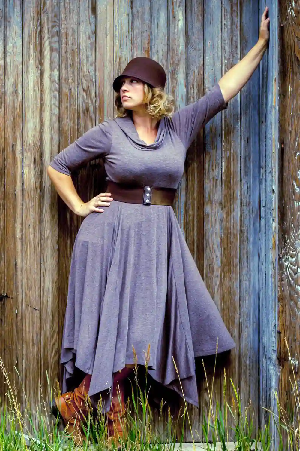 Lady in Vintage Hat and Dress