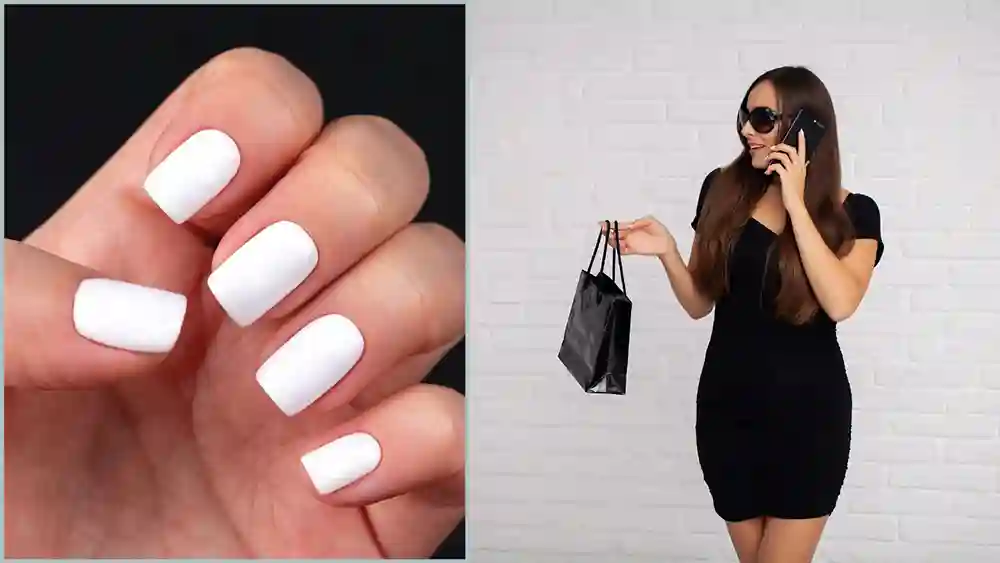 White polish pops against black dresses