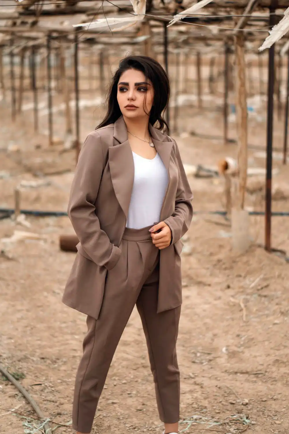 Beautiful Woman Wearing Brown Blazer